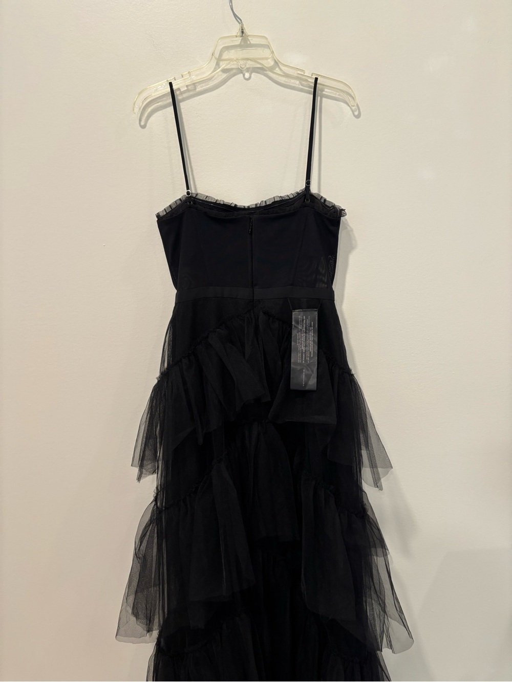 BCBG MAXAzria Black Tiered Tulle Dress with Spaghetti Straps - Picture 11 of 12